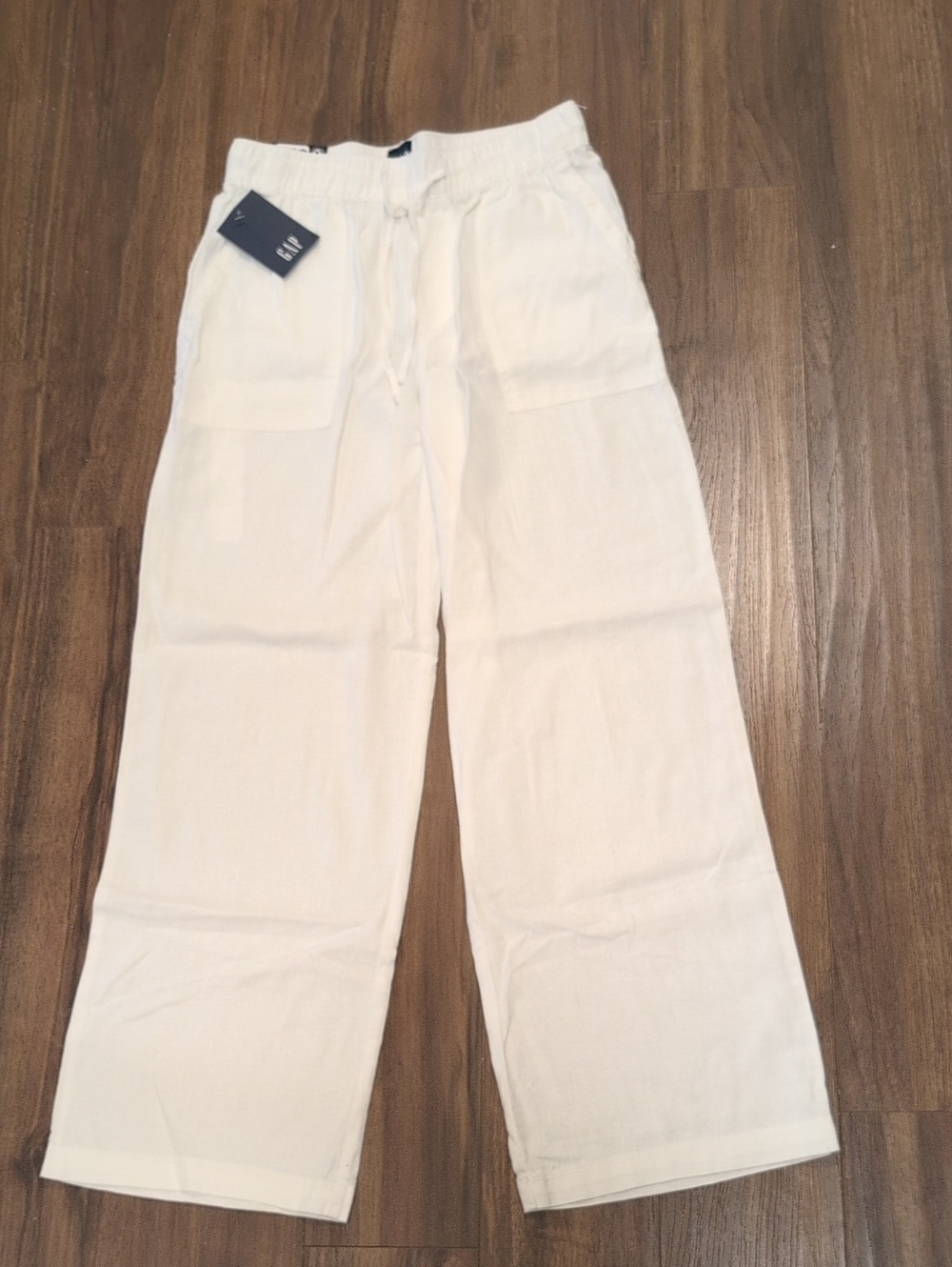 GAP Women's Wide Leg Linen Pants - White